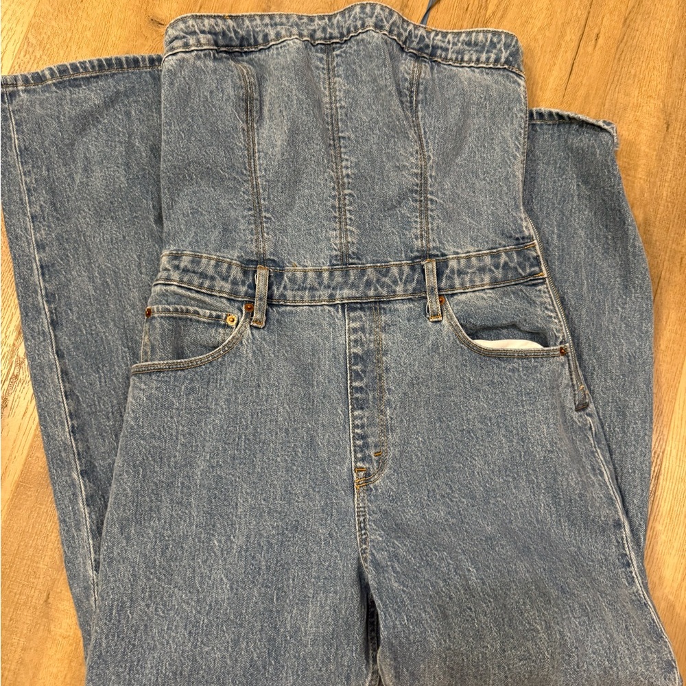 Abercrombie & Fitch Light Blue Denim Strapless Jumpsuit